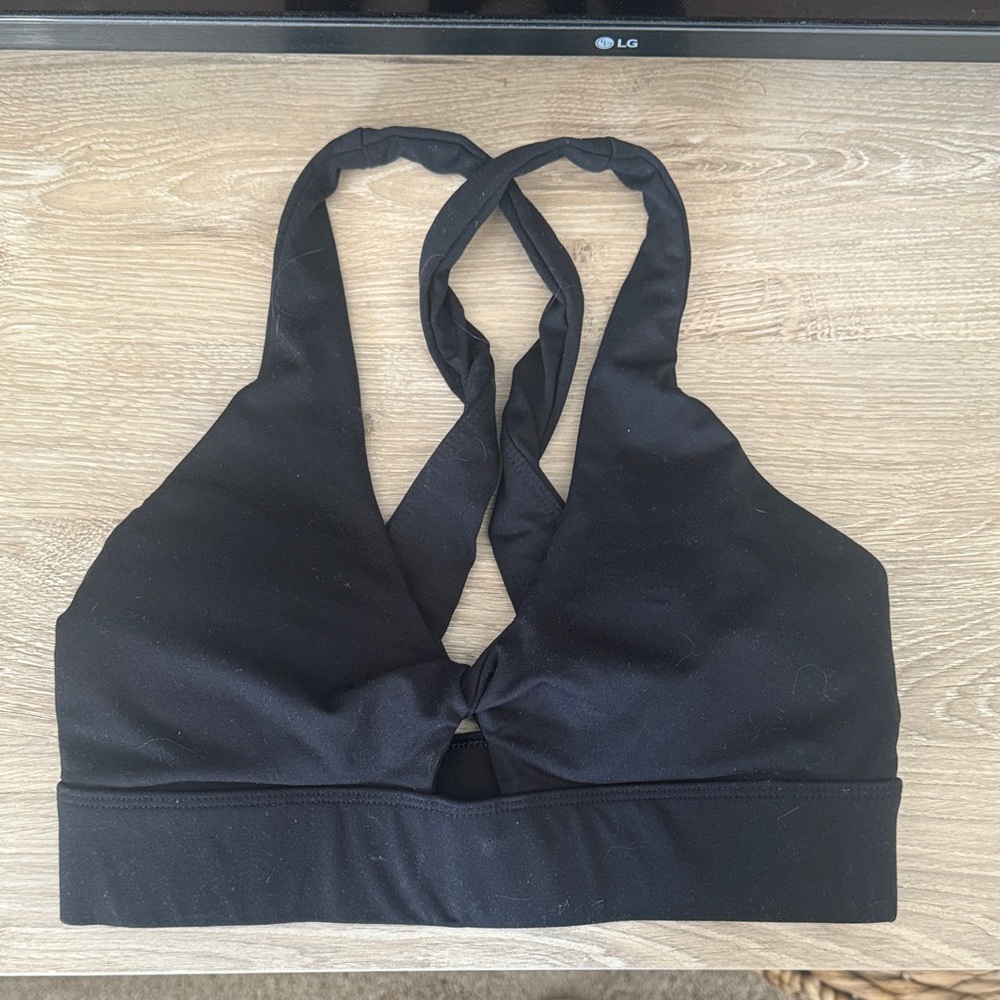 Fabletics Black Twist Sports Bra